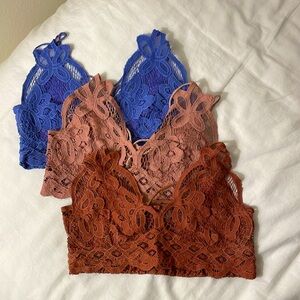 EUC Free People One Adella Bralettes, size S, all three for one price